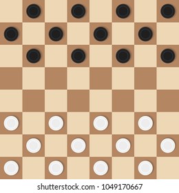 Checkers game illustration. Black and white figures
