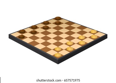 Checkers game isolated on white background. Vector illustration