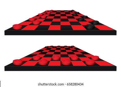 Checkers game isolated on white background. Vector illustration