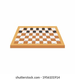 Checkers game set isolated on white background. Board and party games picnic. Summer holiday activity. Vector flat illustration of vacation summer elements in cartoon design