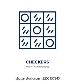 checkers icon from activity and hobbies collection. Thin linear checkers, sport, checkered outline icon isolated on white background. Line vector checkers sign, symbol for web and mobile