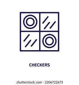 checkers icon from activity and hobbies collection. Thin linear checkers, competition, finish outline icon isolated on white background. Line vector checkers sign, symbol for web and mobile