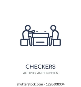 Checkers icon. Checkers linear symbol design from Activity and Hobbies collection. Simple outline element vector illustration on white background.