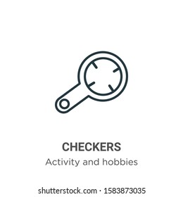Checkers outline vector icon. Thin line black checkers icon, flat vector simple element illustration from editable activity and hobbies concept isolated on white background
