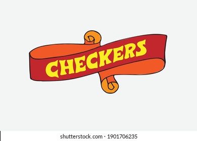 Checkers. Vector lettering logo for a board game. Suitable for printing and web use