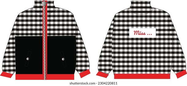 checkers women jacket template 
outerwear 