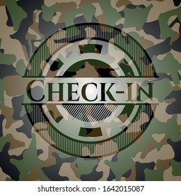 Check-in camouflage emblem. Vector Illustration. Detailed.