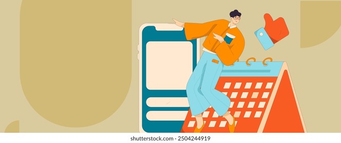Check-in character flat vector concept operation hand-drawn illustration
