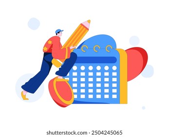 Check-in character flat vector concept operation hand-drawn illustration
