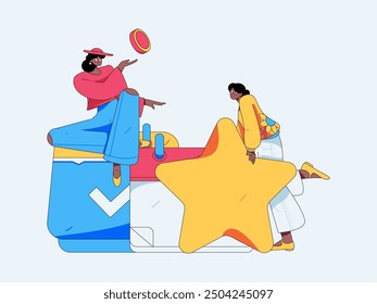 Check-in character flat vector concept operation hand-drawn illustration
