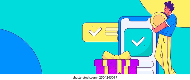 Check-in character flat vector concept operation hand-drawn illustration
