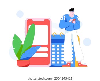 Check-in character flat vector concept operation hand-drawn illustration
