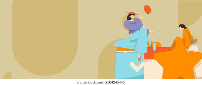 Check-in character flat vector concept operation hand-drawn illustration
