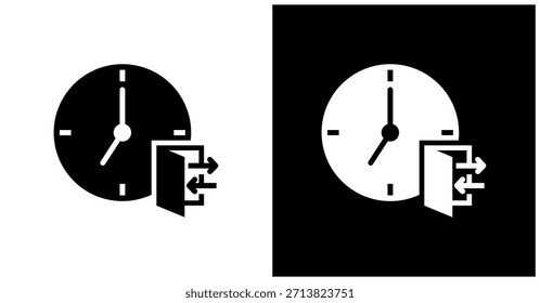 Check-In Check-Out Icon Set In White And Black Background