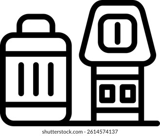 Check-In Counter Line Vector Icon Design