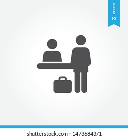 Check-in desk vector icon, simple sign for web site and mobile app.