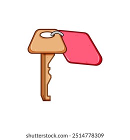 checkin door key hotel cartoon. checkout reception, concierge suite, reservation lobby checkin door key hotel sign. isolated symbol vector illustration