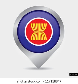 Check-in flag ASEAN Economic Community: AEC 2015, isolated