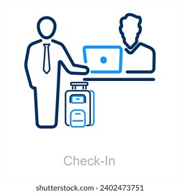 Check-In and flight icon concept