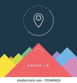 Check-in icon design on modern flat background