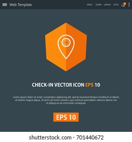 Check-in icon design on modern flat background