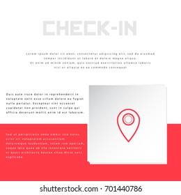 Check-in icon design on modern flat background