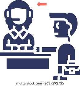Check-In Icon Glyph Color Vector Illustration