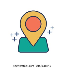 Check-in icon vector illustration glyph style design with color and plus sign. Isolated on white background.