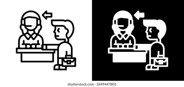 Ícone De Check-In Ilustração De Vetor Em Branco E Preto