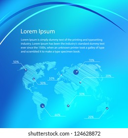 Checkin on The World Map social media. Vector Illustration, eps 10, contains transparencies