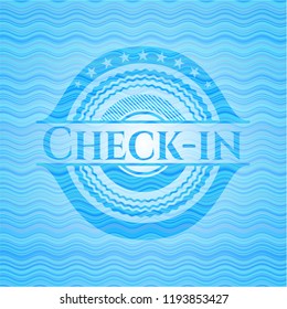 Check-in water representation emblem.
