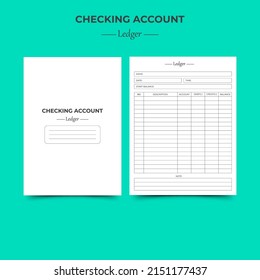 Checking Account Ledger Log Book KDP Interior. newborn printable tracker, planner, notebook, mood diary.
