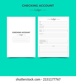 Checking Account Ledger Log Book KDP Interior. newborn printable tracker, planner, notebook, mood diary
