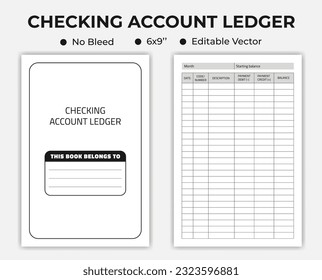 Checking Account Ledger Or Notebook, Low Content kdp Interior Template