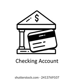 Checking Account vector  outline doodle Design illustration. Symbol on White background EPS 10 File