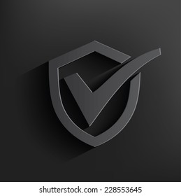 Checking badge symbol on dark background,clean vector