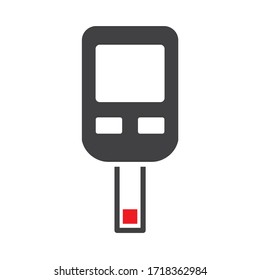 Checking Blood Sugar Level With Blood Glucose Meter. Icon On White Background. Vector Illustration Concept