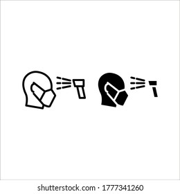 Comprobación del icono de temperatura del cuerpo coronavirus y el covid 19, signo de análisis de temperatura en fondo blanco