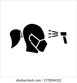 Checking body temperature icon coronavirus and covid 19, temperature scaning sign on white background
