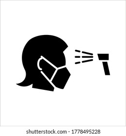Checking body temperature icon coronavirus and covid 19, temperature scaning sign on white background