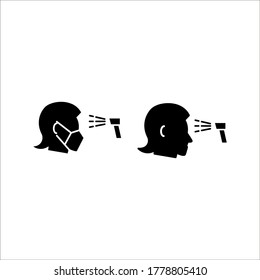 Checking body temperature icon coronavirus and covid 19, temperature scaning sign on white background