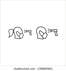 Checking body temperature icon coronavirus and covid 19, temperature scaning sign on white background