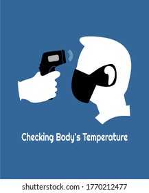 Checking body temperature illustration to fight corona vector design