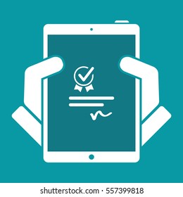 Checking certificate - Vector web icon