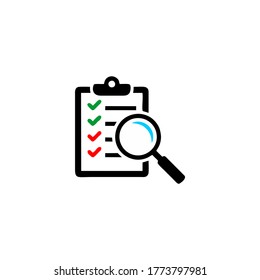 Checking, checklist, document, list, verification icon. Vector illustration, flat design.