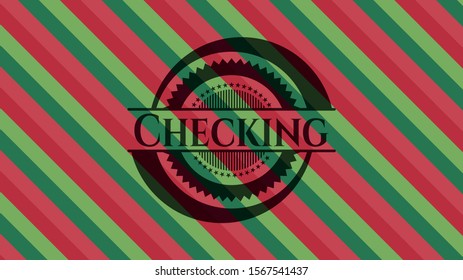 Checking christmas style badge. Vector Illustration. Detailed.