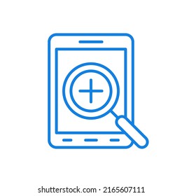 
Checking Electronic Gadgets Vector Line Icon. Testing Devices And Installed Applications. Magnifying Glass With Cross In Center Examines Smartphone. Confirmation Of Performance Guarantee Execution.