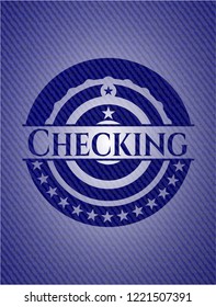 Checking emblem with denim high quality background