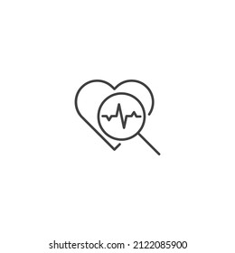 Checking heart beat, healthy heart check. Vector icon outline template