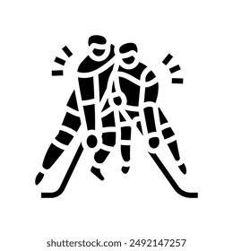 checking ice hockey sport glyph icon vector. checking ice hockey sport sign. isolated symbol illustration